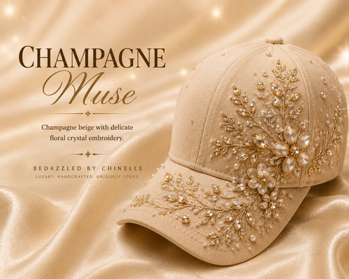 champagne beige with delicate floral crystal embroidery